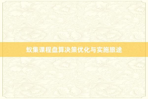 蚁集课程盘算决策优化与实施旅途