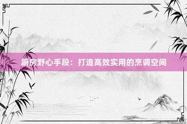厨房野心手段：打造高效实用的烹调空间
