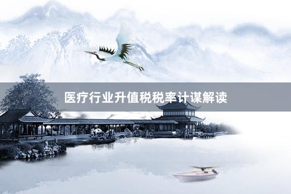 医疗行业升值税税率计谋解读